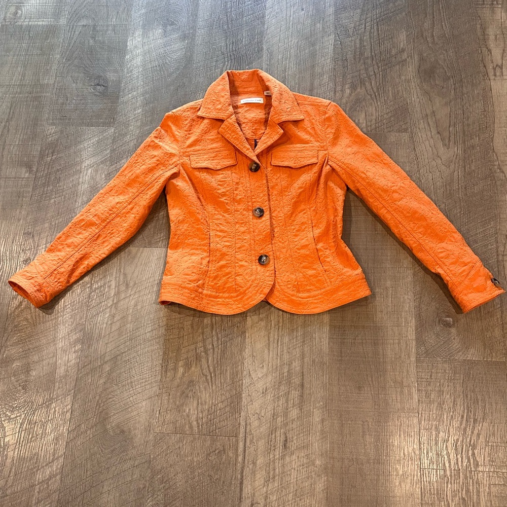 Women’s Coldwater Creek Textured Orange Blazer Jacket Size 6 . Button Front